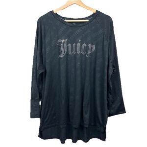 Juicy Couture Black Rhinestone Logo Sleepwear Top Womens Size 1X Spellout Cozy
